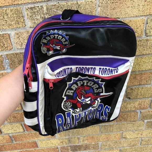 Vintage 1994 Toronto Raptors Leather Bag NBA Backpack - Picture 2 of 4